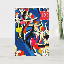 Tarjeta Festiva Feliz Día de San Valentín. Parejas bailarinas Art 