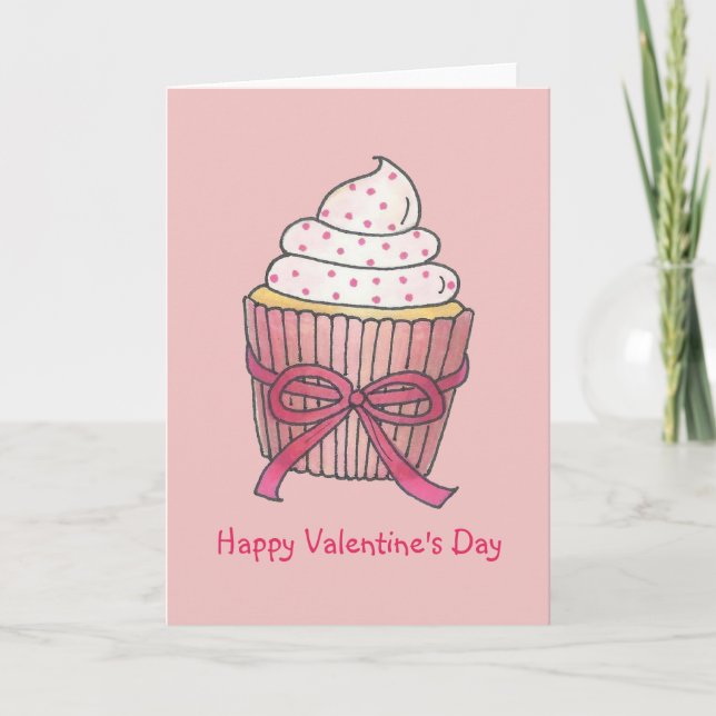 Tarjeta Festiva Feliz Día de San Valentín Pastel de pasteles rosad (Anverso)