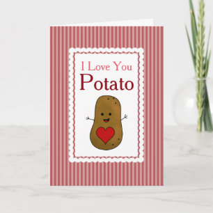 Tarjeta Festiva Feliz Día de San Valentín Patata, Rayas Rosas