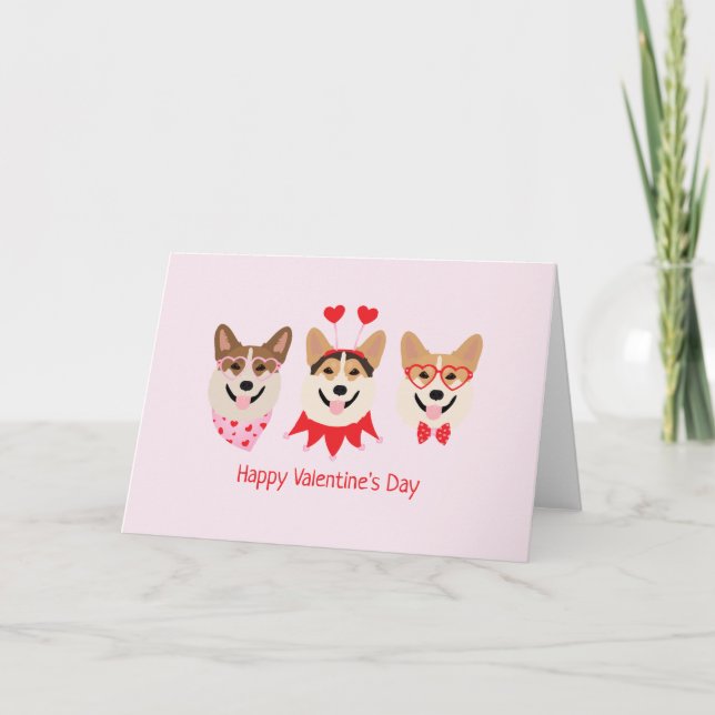 Tarjeta Festiva Feliz Día de San Valentín Pembroke Welsh Corgi Per (Anverso)