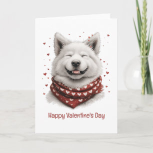Tarjeta Festiva Feliz día de San Valentín perro Samoyedo