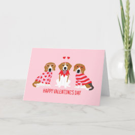 Tarjeta Festiva Feliz Día de San Valentín Perros Beagle