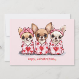 Tarjeta Festiva Feliz Día de San Valentín Perros Chihuahua