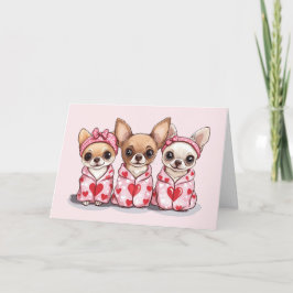 Tarjeta Festiva Feliz Día de San Valentín Perros Chihuahua