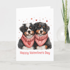 Tarjeta Festiva Feliz Día de San Valentín Perros de Montaña Bernes