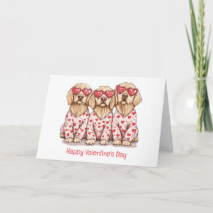 Tarjeta Festiva Feliz día de San Valentín perros Golden Retriever