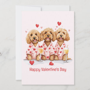 Tarjeta Festiva Feliz Día de San Valentín Perros Goldendoodle