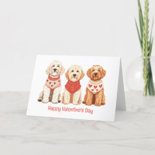 Tarjeta Festiva Feliz Día de San Valentín Perros Goldendoodle