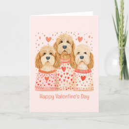 Tarjeta Festiva Feliz Día de San Valentín Perros Goldendoodle