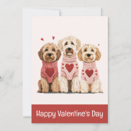 Tarjeta Festiva Feliz Día de San Valentín Perros Goldendoodle