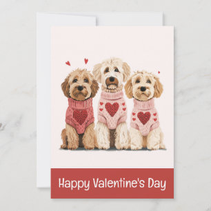 Tarjeta Festiva Feliz Día de San Valentín Perros Goldendoodle