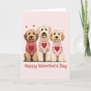 Tarjeta Festiva Feliz Día de San Valentín Perros Goldendoodle
