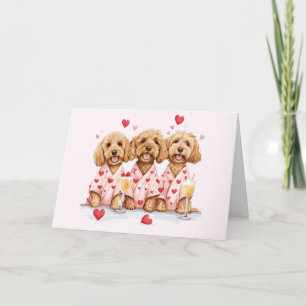 Tarjeta Festiva Feliz Día de San Valentín Perros Goldendoodle