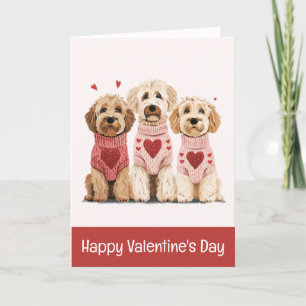 Tarjeta Festiva Feliz Día de San Valentín Perros Goldendoodle
