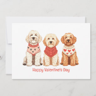 Tarjeta Festiva Feliz Día de San Valentín Perros Goldendoodle