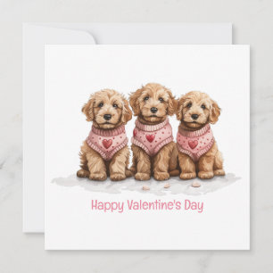 Tarjeta Festiva Feliz Día de San Valentín Perros Goldendoodle