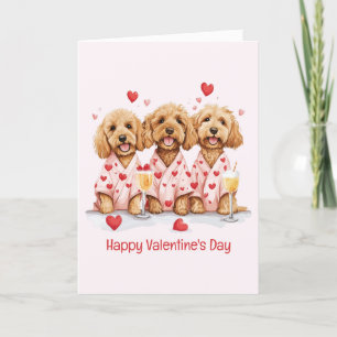 Tarjeta Festiva Feliz Día de San Valentín Perros Goldendoodle