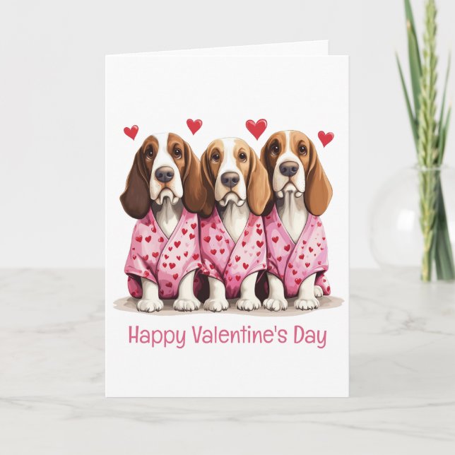 Tarjeta Festiva Feliz Día de San Valentín perros hondos comunes (Anverso)