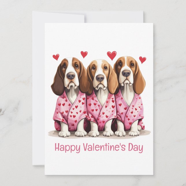 Tarjeta Festiva Feliz Día de San Valentín perros hondos comunes (Anverso)