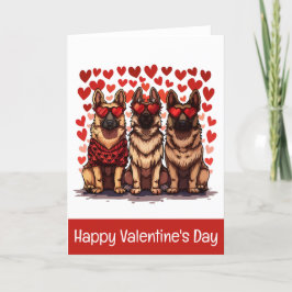 Tarjeta Festiva Feliz Día de San Valentín Perros Pastores Alemanes
