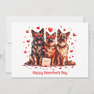Tarjeta Festiva Feliz Día de San Valentín Perros Pastores Alemanes