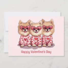 Tarjeta Festiva Feliz Día de San Valentín Perros Pomeranos
