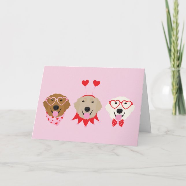 Tarjeta Festiva Feliz Día de San Valentín Perros recuperadores de  (Anverso)
