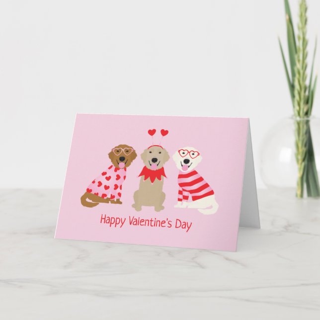 Tarjeta Festiva Feliz Día de San Valentín Perros recuperadores de  (Anverso)