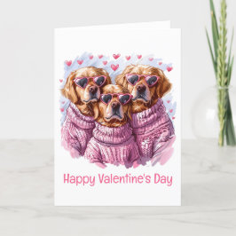 Tarjeta Festiva Feliz Día de San Valentín Perros recuperadores de 