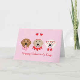 Tarjeta Festiva Feliz Día de San Valentín Perros recuperadores de 