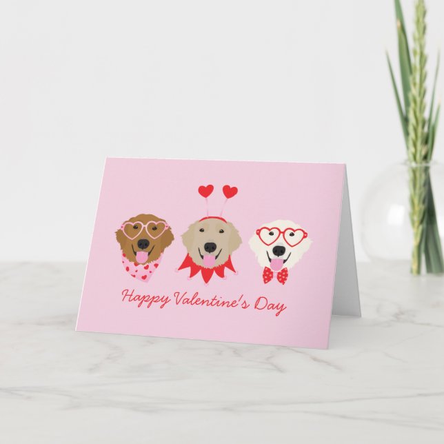 Tarjeta Festiva Feliz Día de San Valentín Perros recuperadores de  (Anverso)