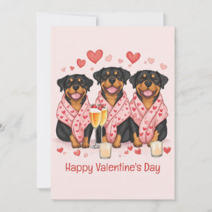 Tarjeta Festiva Feliz Día de San Valentín, perros Rottweiler