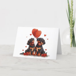 Tarjeta Festiva Feliz Día de San Valentín, perros Rottweiler