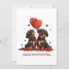 Tarjeta Festiva Feliz Día de San Valentín, perros Rottweiler