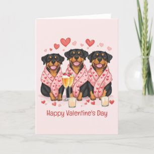 Tarjeta Festiva Feliz Día de San Valentín, perros Rottweiler