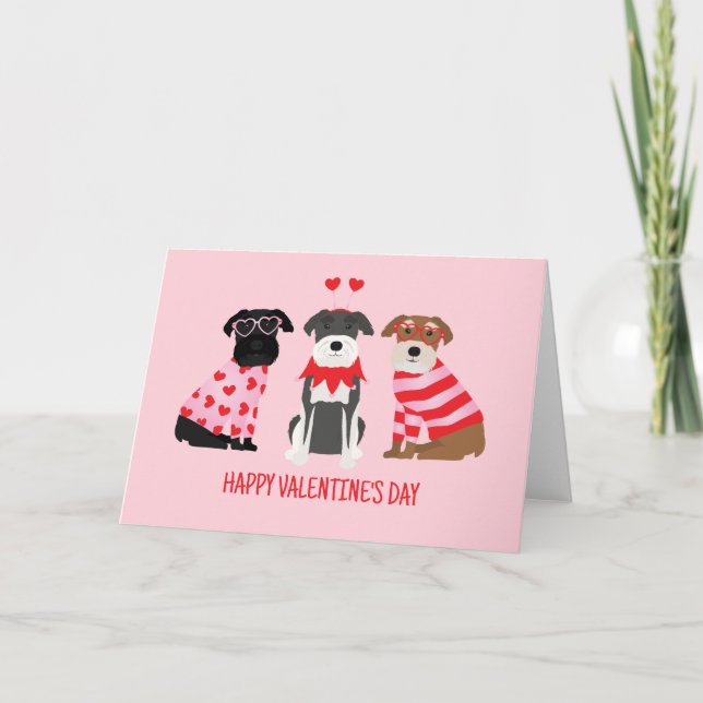 Tarjeta Festiva Feliz Día de San Valentín Perros Schnauzer (Anverso)