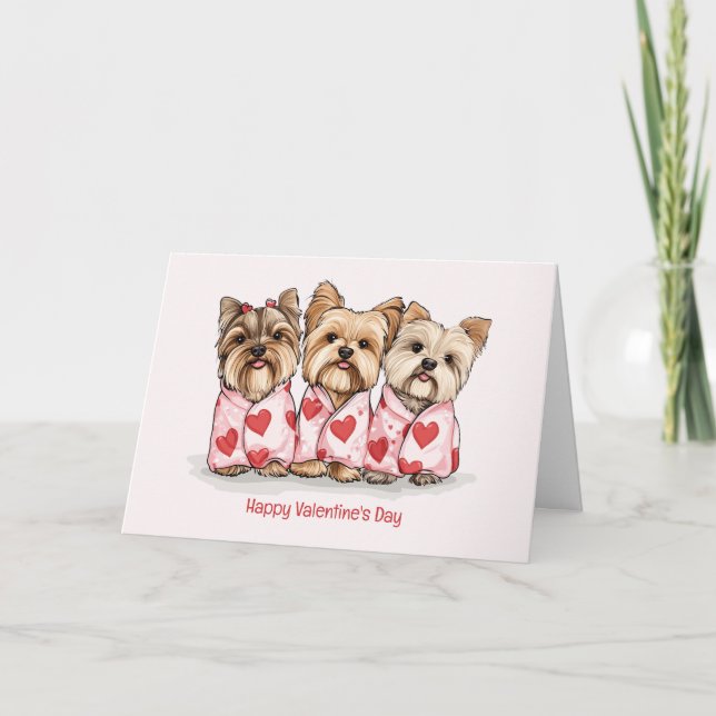 Tarjeta Festiva Feliz Día de San Valentín Perros Terribles de York (Anverso)