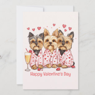 Tarjeta Festiva Feliz día de San Valentín perros Yorkie