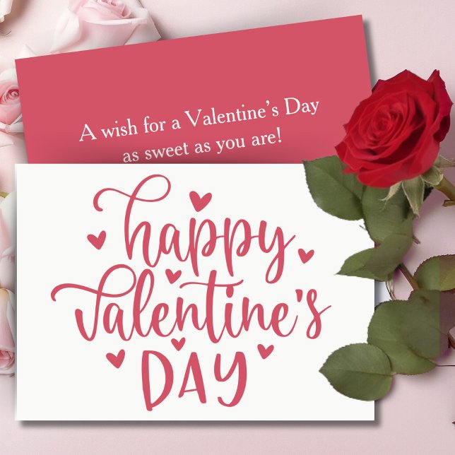 Tarjeta Festiva Feliz Día de San Valentín, Personalizado de guione (Happy Valentine's Day Decorative Script Custom Holiday Card. Add your name and a special message!)