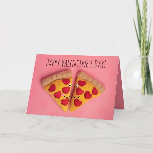 Tarjeta Festiva Feliz Día de San Valentín Pizza Love Slices Humor (Anverso)