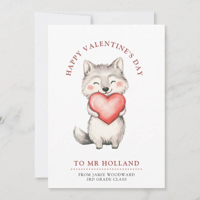 Tarjeta Festiva Feliz día de San Valentín profesor    (Anverso)