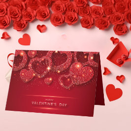 Tarjeta Festiva Feliz Día de San Valentín, Purpurinas Red Bling He