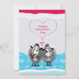 Tarjeta Festiva Feliz día de San Valentín Queridas Ovejas Lindas T