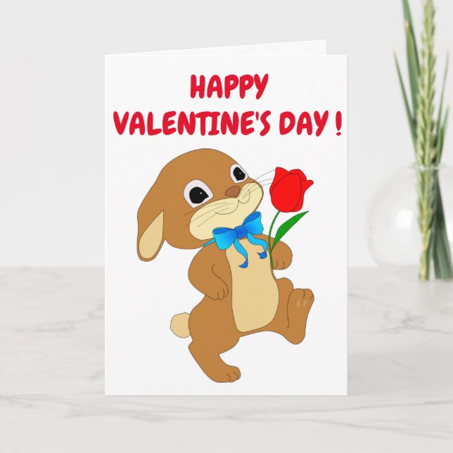 TARJETA FESTIVA "FELIZ DÍA DE SAN VALENTÍN" RABBIT EN AMOR (Anverso)