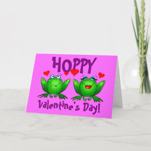 Tarjeta Festiva Feliz día de San Valentín ranas divertidas