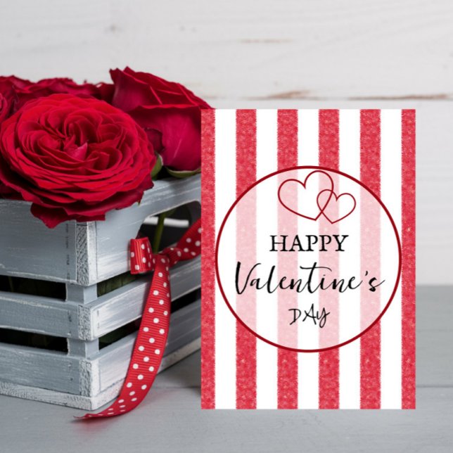 Tarjeta Festiva Feliz día de San Valentín rayas de corazón (Subido por el creador)