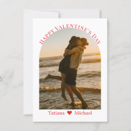 Tarjeta Festiva feliz día de San Valentín rojo guión foto de arco