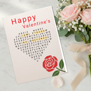 Tarjeta Festiva Feliz día de San Valentín, Rompecabezas de palabra