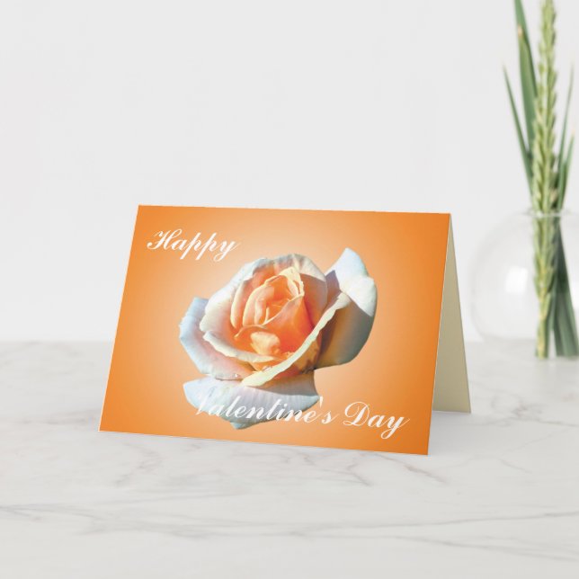 Tarjeta Festiva Feliz Día de San Valentín, rosa amarillo (Anverso)