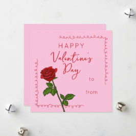 Tarjeta Festiva Feliz Día de San Valentín Rosa Cuadrada Personaliz